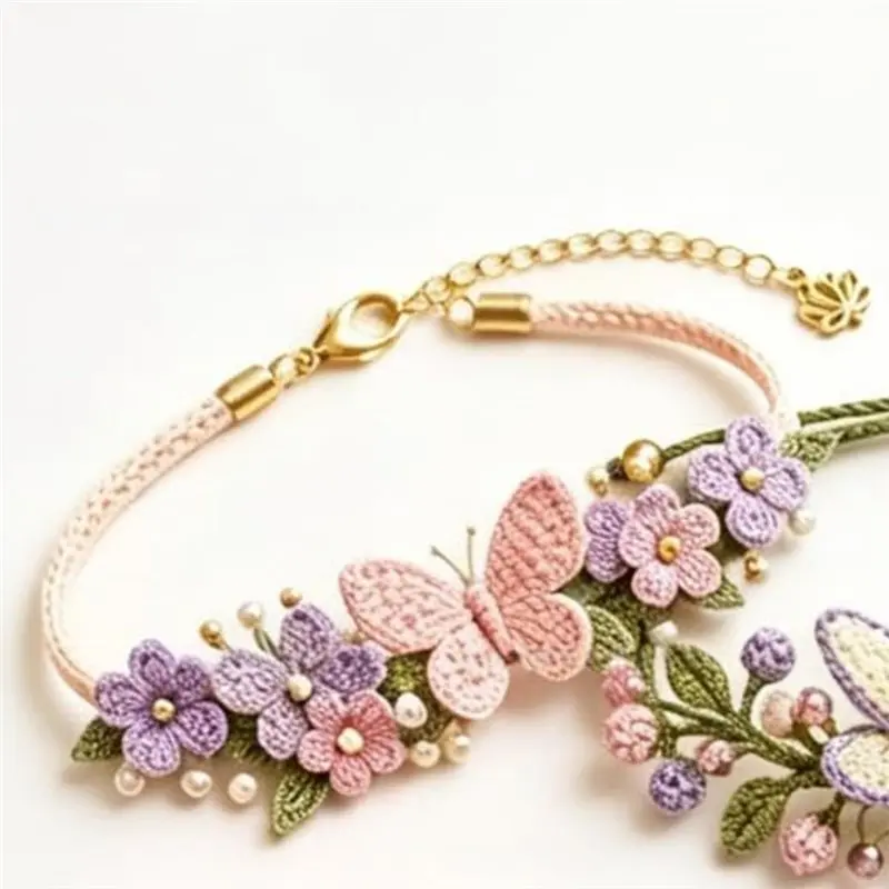 ABZC-Botanical Bracelet Kit Relaxing Handmade Bracelet Kit Diy Crochet Kit Beginners Crochet Set For Crochet Practice