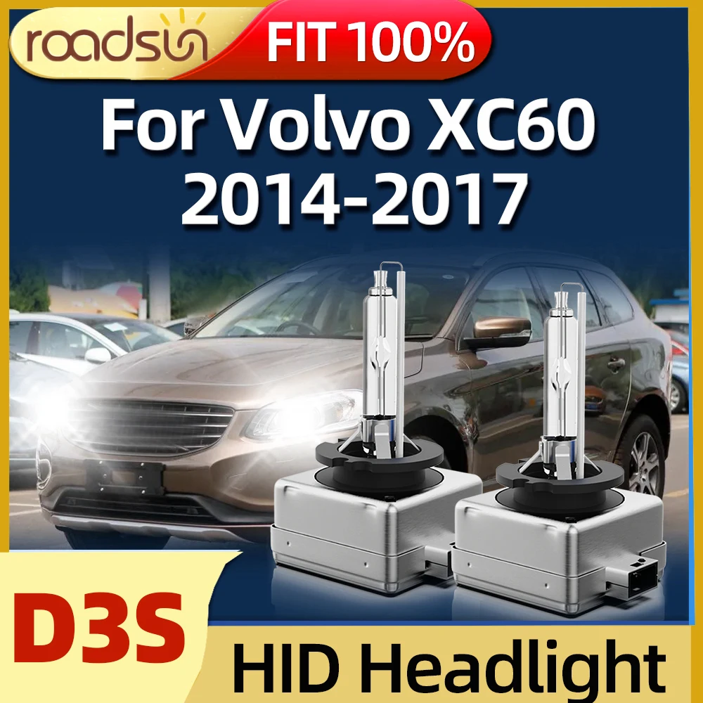 Roadsun Car Headlights D3S Xenon HID Bulbs 12V 35W Auto Bright Fit For Volvo XC60 2014 2015 2016 2017