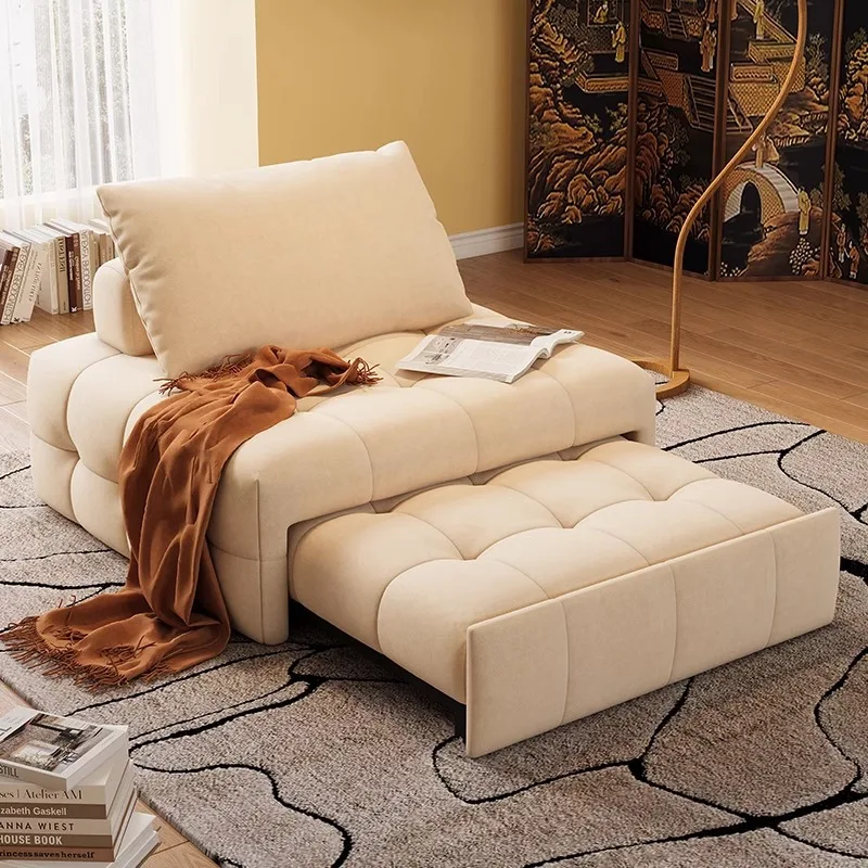 Cream wind cat scratching cloth sofa bed small apartment living room telescopic multi-functional dual-purpose foldable fabric