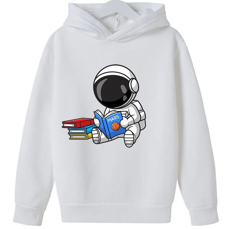 New astronaut who loves to read Print Cute Sweatshirts Girls GYM Lover Birthday Gift Top Thick Clothes Kids  Hooodie Sweater Top