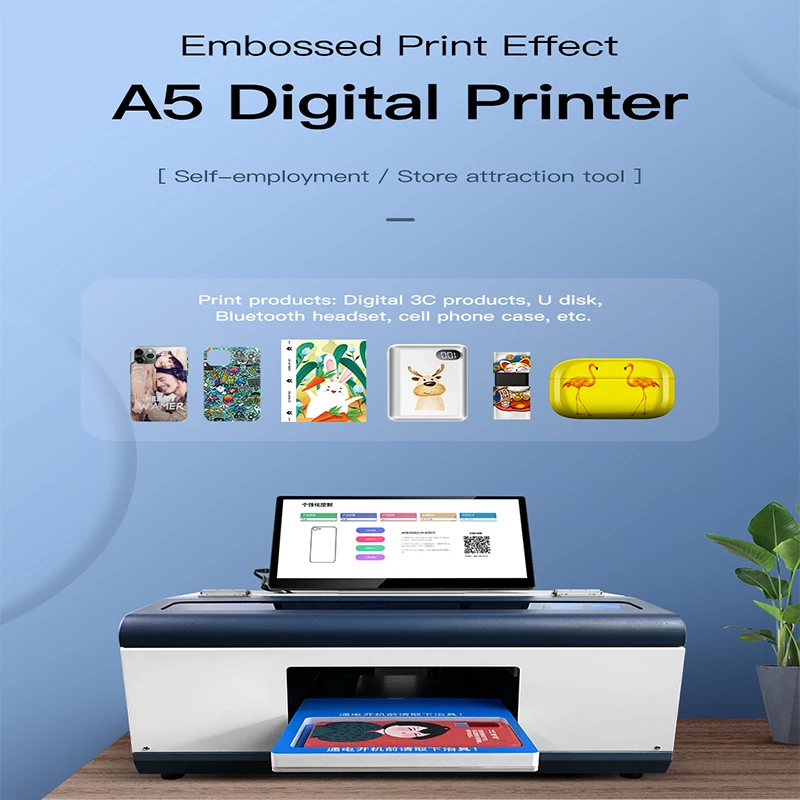 A4 High-speed Printing  UV Printer Colorful Flatbed Printer Machine for Phone Cases Digital 3C USB Flash Drives Headsets Mobile