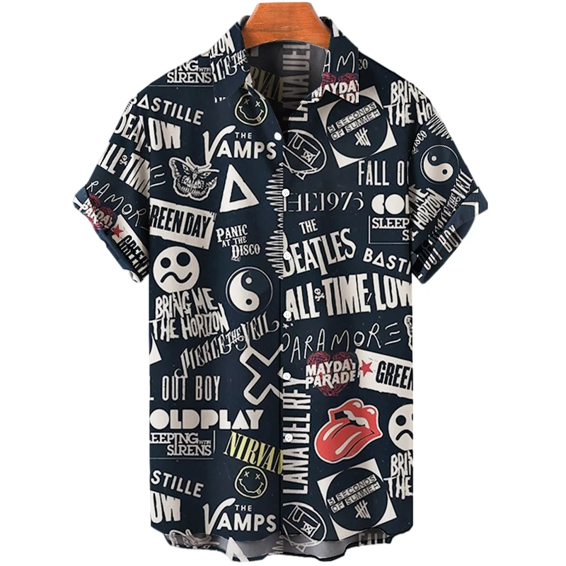 2024 Men's Shirts Creative Panda Printed Short Sleeve Shirt Men Street Summer Hawaii Beach Retro Harujuku For