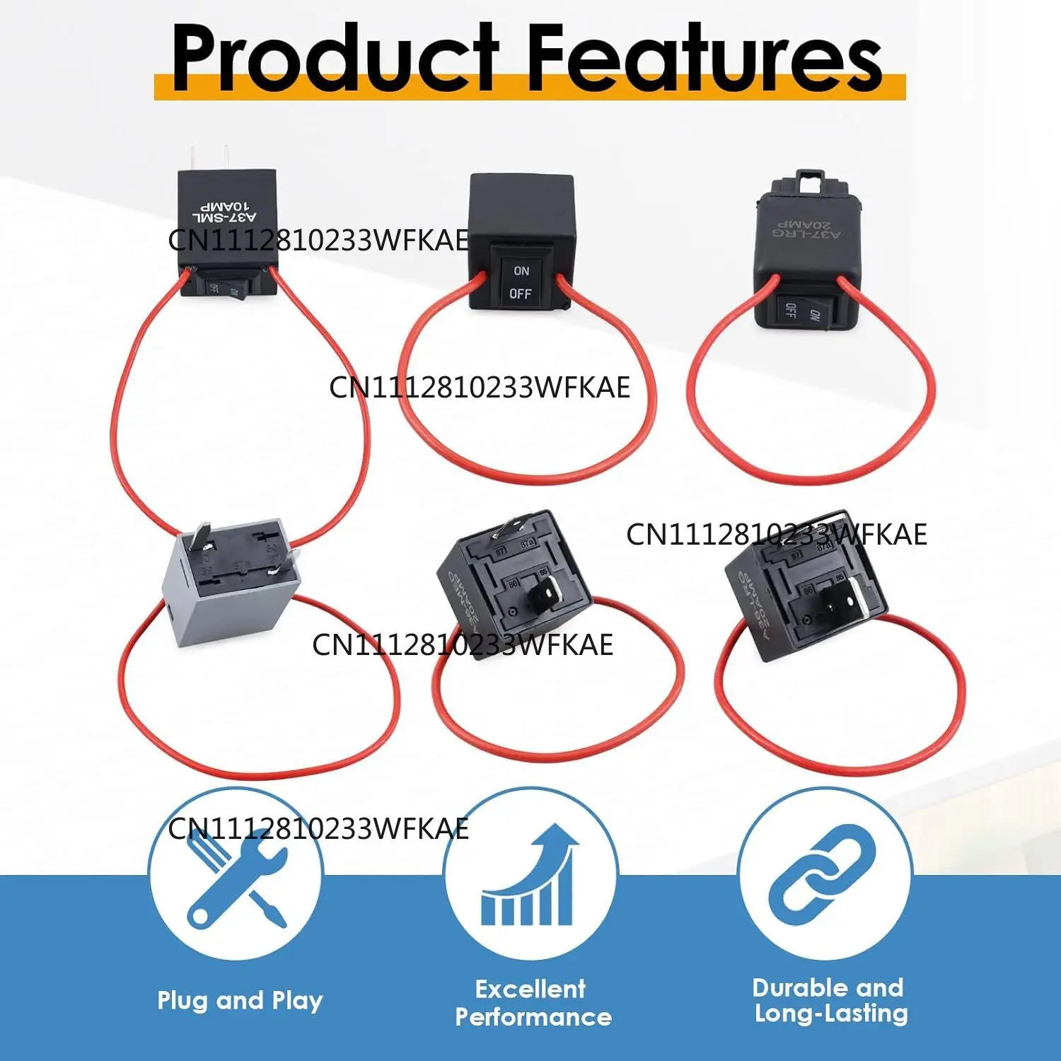 9038A Relay Bypass Switch, Relay Tester, With Wire, Bypass Switch Kit 6 Pack