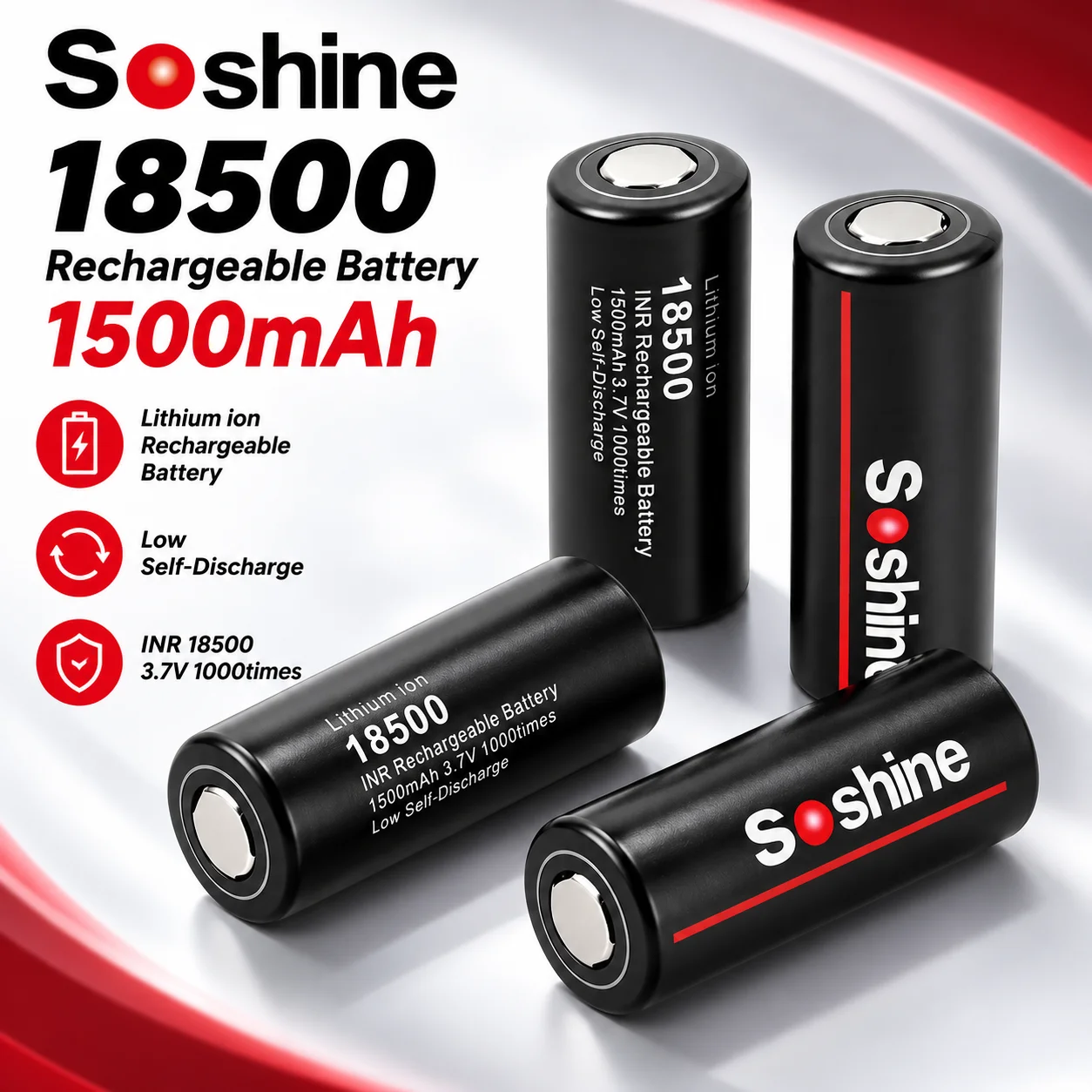 18500 Li-ion Rechargeable Battery 1500mAh 3.7V Lithium Cell for LED Flashlight Digital Camera Electric Toy Reliable Power Pack