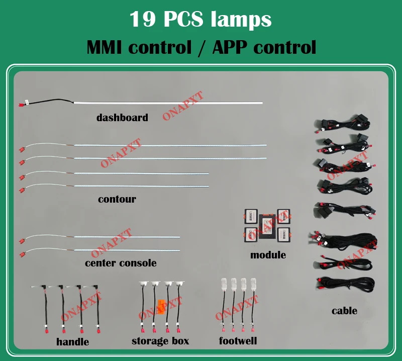 Decorative Ambient Light APP MMI Control Led Dashboard Footwell Door Luminous Atmosphere Strip Lamp For Audi A6 A7 C7 2012-2018