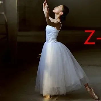 Costume de Ballet Blanc Professionnel pour Adulte, Long Tutu fzLake, Robes de Spectacle, Vêtements de brev