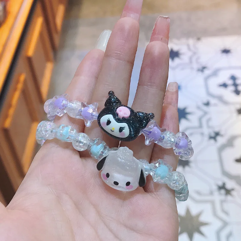 Cinnamoroll Kuromi My Melody Cartoon Cute Crystal Couple Bracelet Anime Toys for Girl Birthday Gift