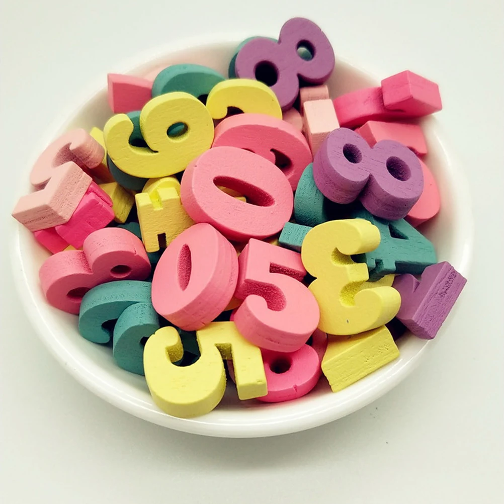 

100 Pcs Wood Chip Teaching Materials Safe DIY Number Pieces Ornament Festival Wedding Party Decorations Montessori
