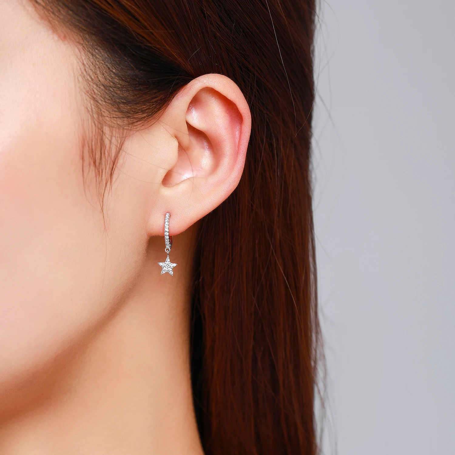 Ailmay Fashion 925 Sterling Silver Star Moom Heart Drop Earrings Luxury Dazzling CZ For Women Romantic Wedding Statement Jewelry