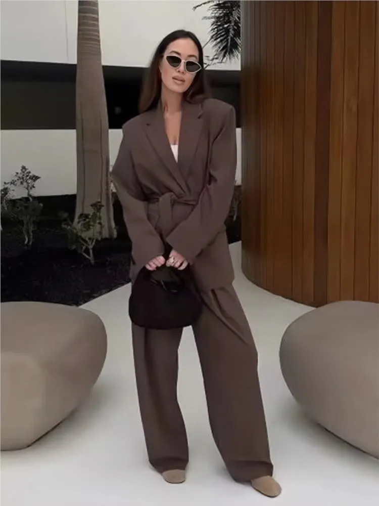 

Elegant Blazer Coat For Women 2025 New Spring Office Lady Fashion Casual Loose Suit Jacket Long Sleeve Single Breasted Outerwear