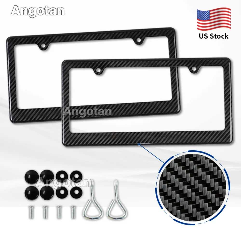 

2-Hole Universal 100% Real Carbon Fiber License Plate Frame Fit for US Cars/Trucks/SUV - Glossy Black Lightweight & Durable