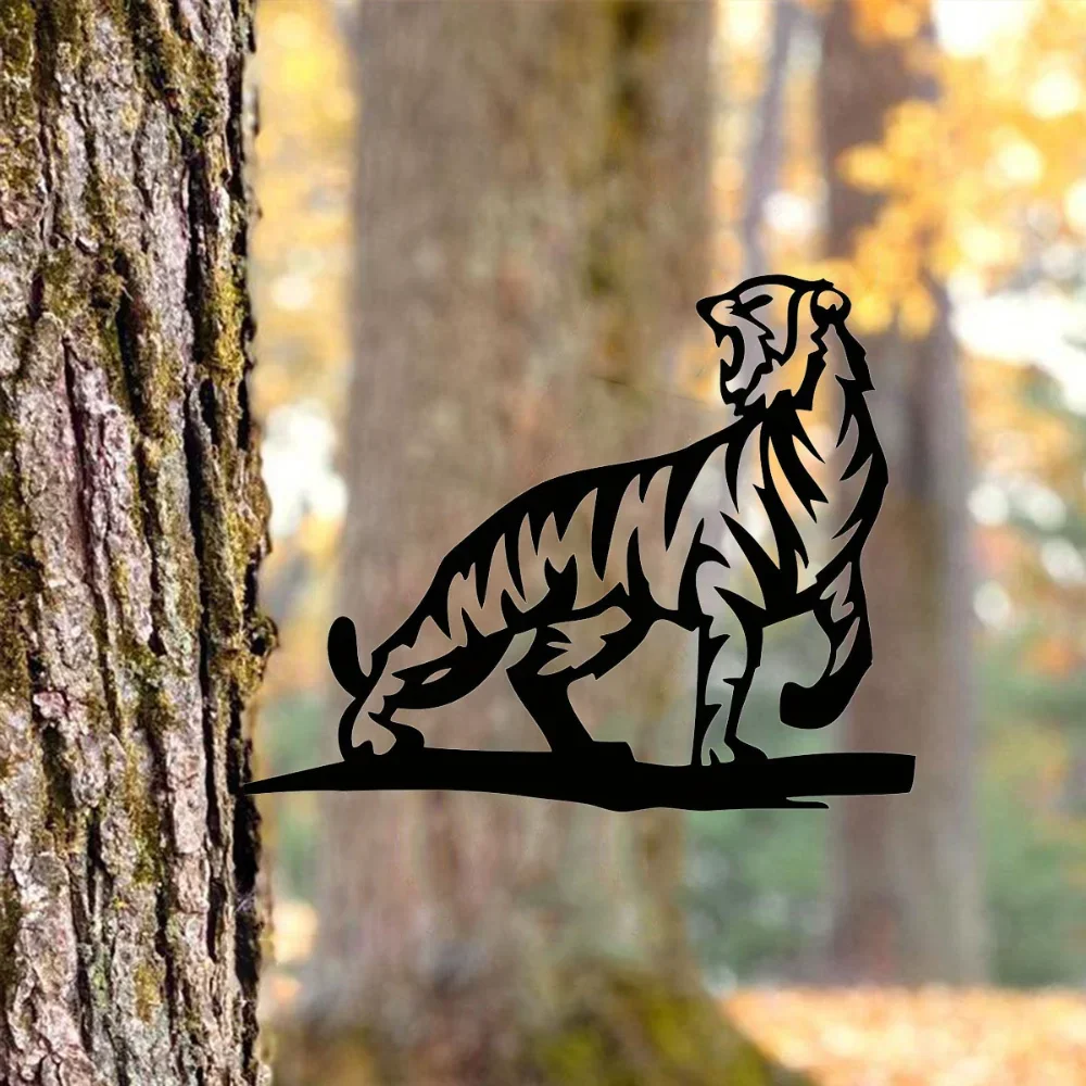 CIFBUY See Me Roar Tiger Metal Wall Art Iron Hanging Sculpture Rustic Outdoor Home Decor Ornament Gift