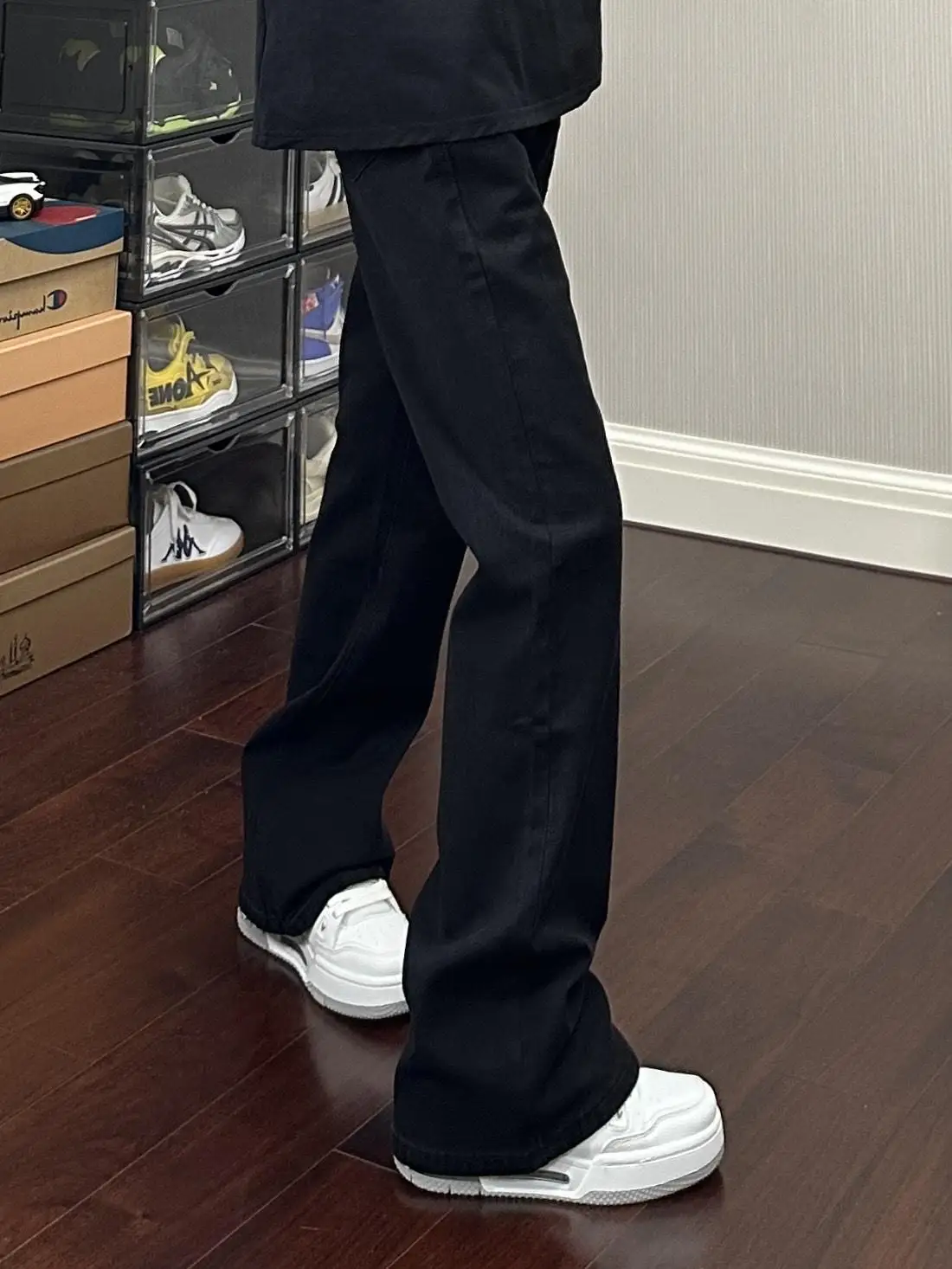 

Bla Fce Lined Straight Leg Slim Fit Jeans Men's Autumn Winter High Waist Bootcut Jeans Wear Resistant Straight Tube Pants