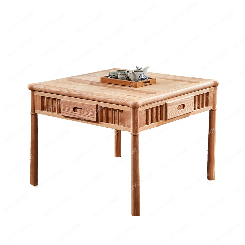 Solid Wood Mahjong Machine Automatic Home Apparatus Mahjong Table Dining Table Dual-Use Ming and Qing Tea House Table