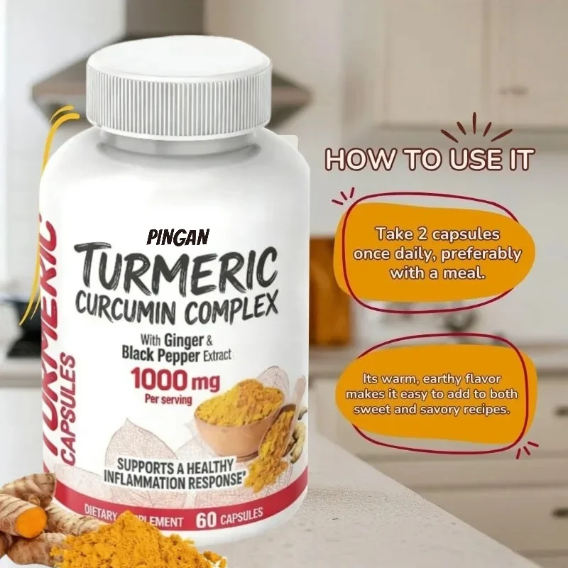 Ginger and Black Pepper Leaf Curcumin Compound Capsules -60 Capsules Per 1000mg Serving