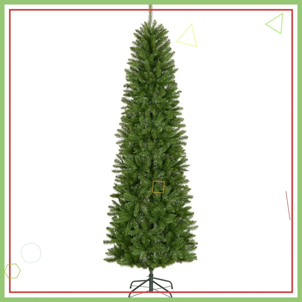 

7.5 ft Slim Artificial Christmas Tree, 1,075 Tips, Includes Stand, Green - Lifelike Design for Easy Setup
