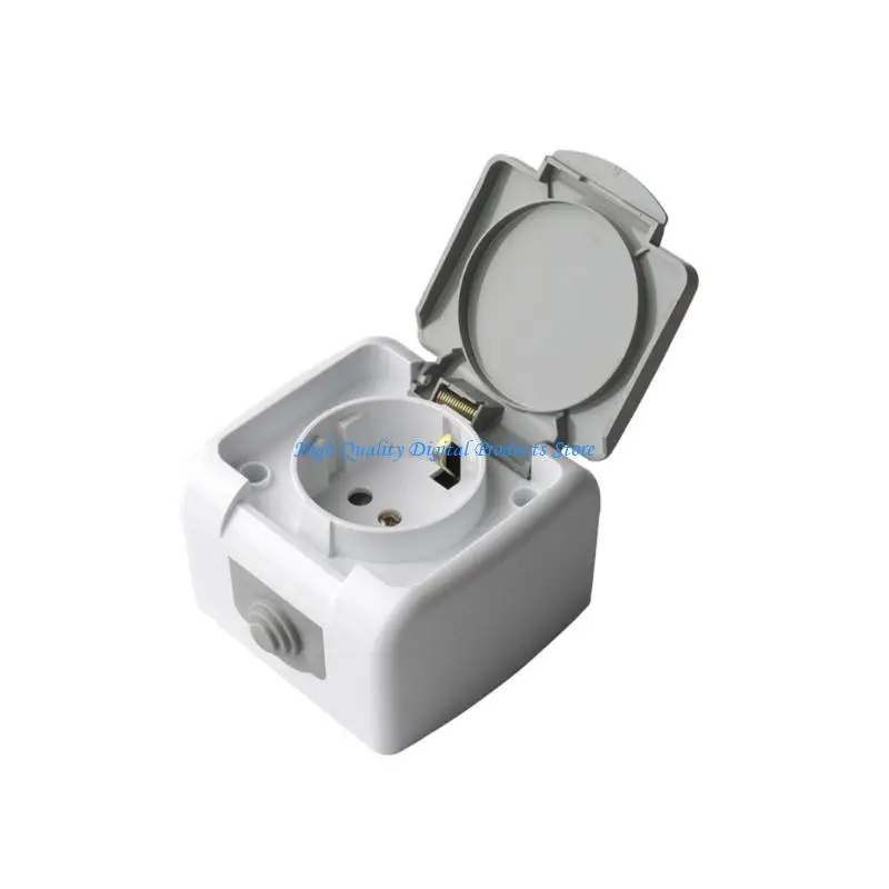 U2JE Surfaces Mounted Double Gang Waterproof Power Outlet with Secure Flipping Lid