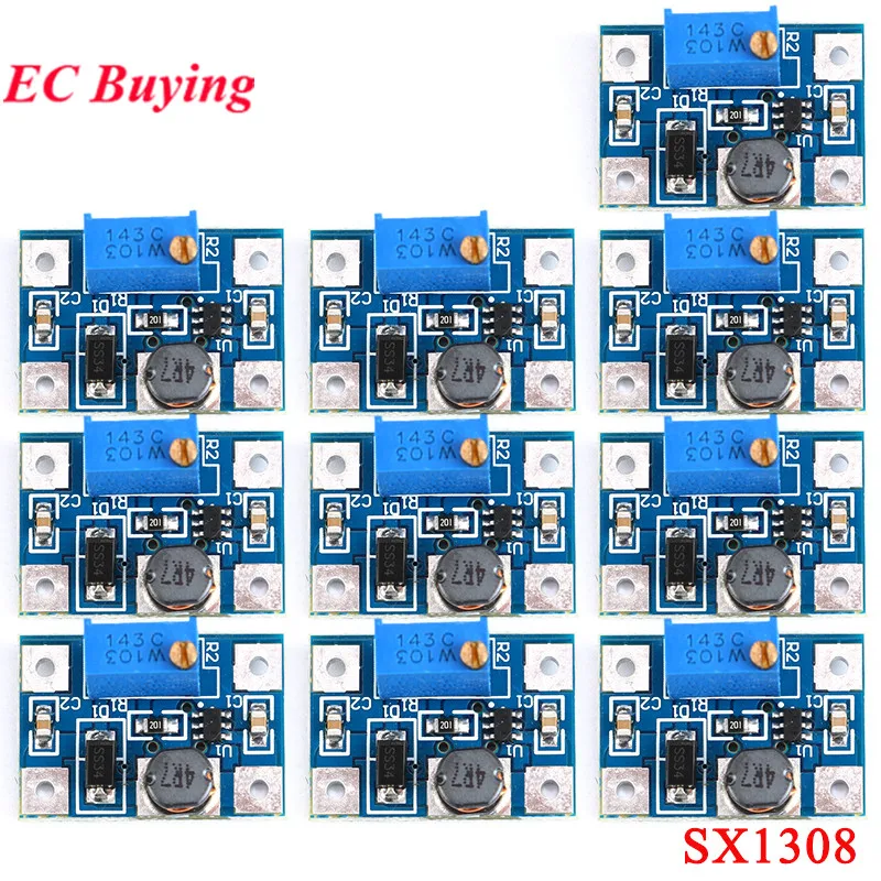 10Pcs/1pc DC-DC 2-24V to 2-28V 2A SX1308 Step Up Adjustable Power Supply Module Step-Up Boost Converter for DIY Kit