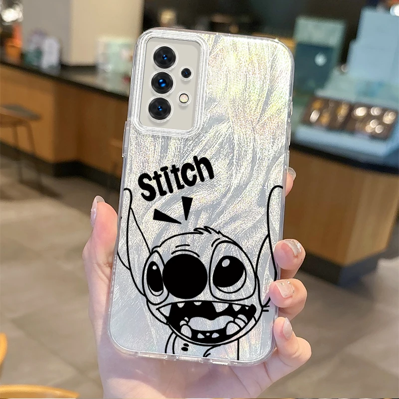 Cute Cartoon Disney Stitch Phone Case For Samsung Galaxy S25 S24 S23 S22 S21 Plus Ultra A73 A72 A71 A55 A54 A53 Protective Cover