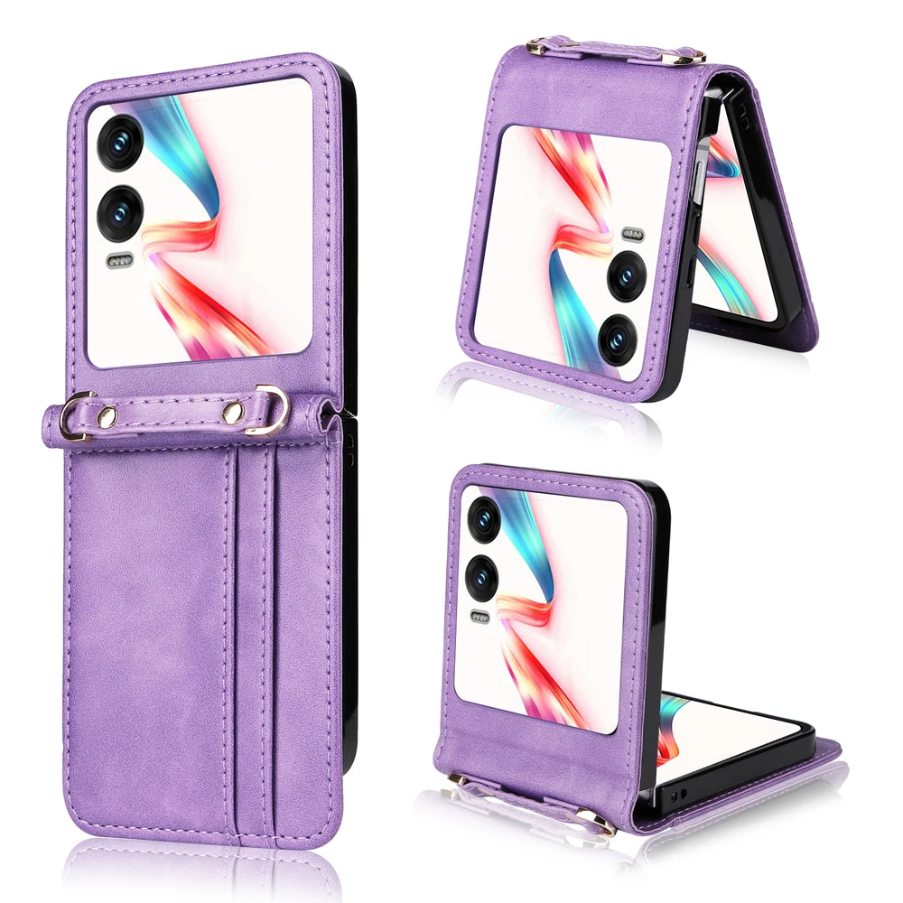 Wallet Cases For Infinix Zero Flip X6962 Leather Case, Crossbody Necklace Strap Lanyard, Mobile Phone Bags