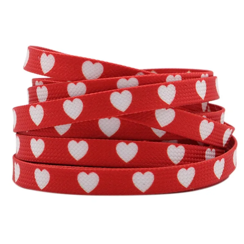 10pairs Lovers Couples Shoelaces 60-180cm Flat Printed Red White Heart Boot Laces Heat Transfer Latchet For AF1 1970s