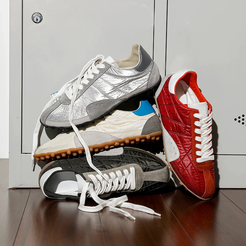Unisex Womens Casual Shoes ColorBlock Style Comfortable Flats Mens Sneakers Genuine Leather Running Shoes Designer Footwear