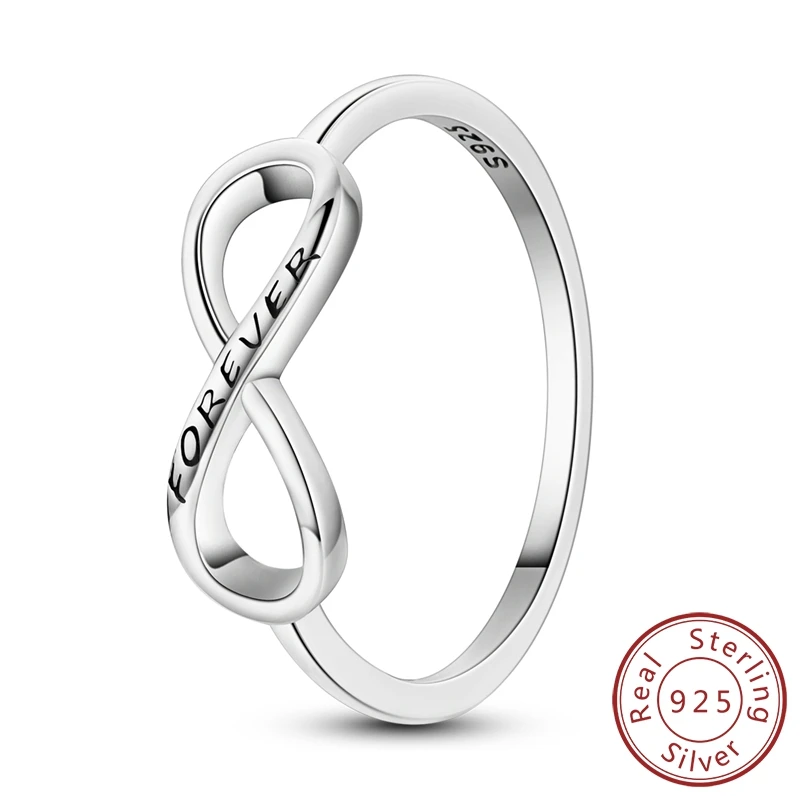 

100% 925 Sterling Silver Sparking Eternal Love Rings For Women Girls Wedding Anniversary Jewelry Gift