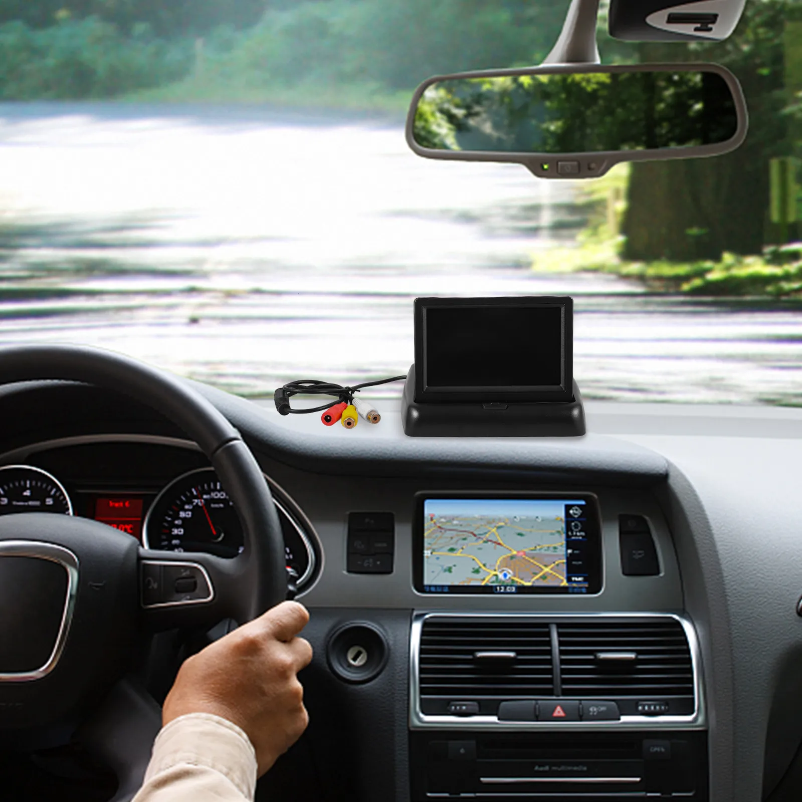 Backup Camera Monitor Screen Foldable High-Definition Rear View Reverse Monitor Display for Car Driving Backup Camera