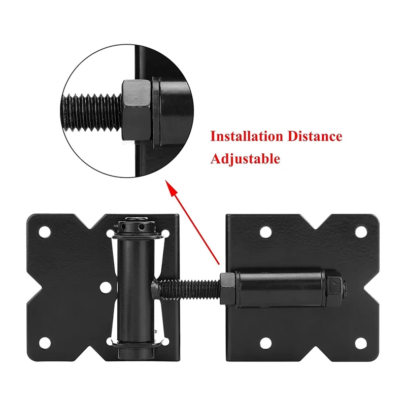 2-pack zelfsluitende poortgrendelscharnieren set zware hardware scharnieren voor vinyl en houten hek met installatieschroeven-[A002]