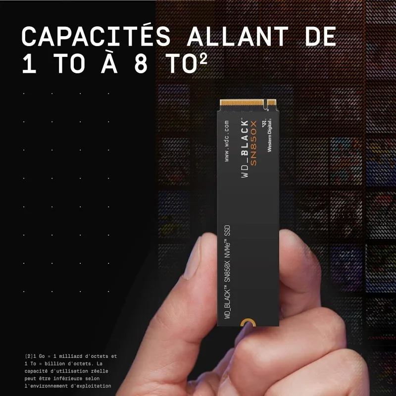 محرك الأقراص الصلبة SSD للألعاب الداخلي سعة 8 تيرابايت SN850X NVMe - Gen4 PCIe، M.2 2280، ما يصل إلى 7,200 ميجابايت/ثانية - WDS800T2X0E