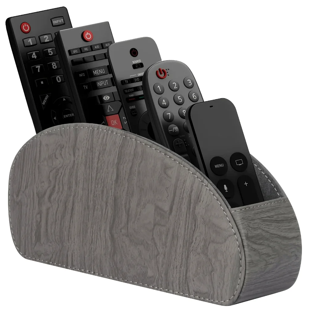 PU Leather Remote Control Holder5Compartments,Multi-Device Organizer for TV/DVD/Blu-Ray,Desk & DrawerStorageBoxHome&OfficeDecor