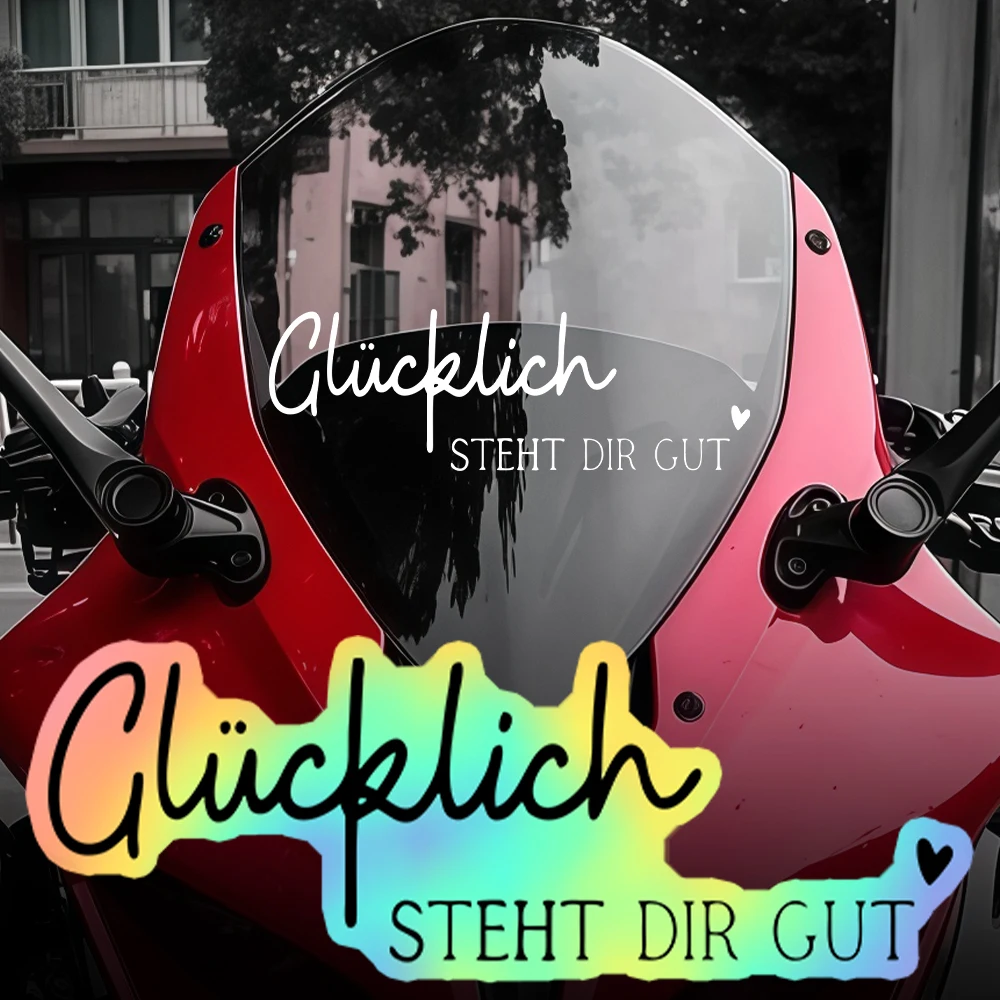 1 Stück Happy Looks Good on You Aufkleber mit positivem Zitat, wasserdichter Vinyl-Aufkleber für Motorradverkleidung, Kraftstofftank, Autofenster, Roller