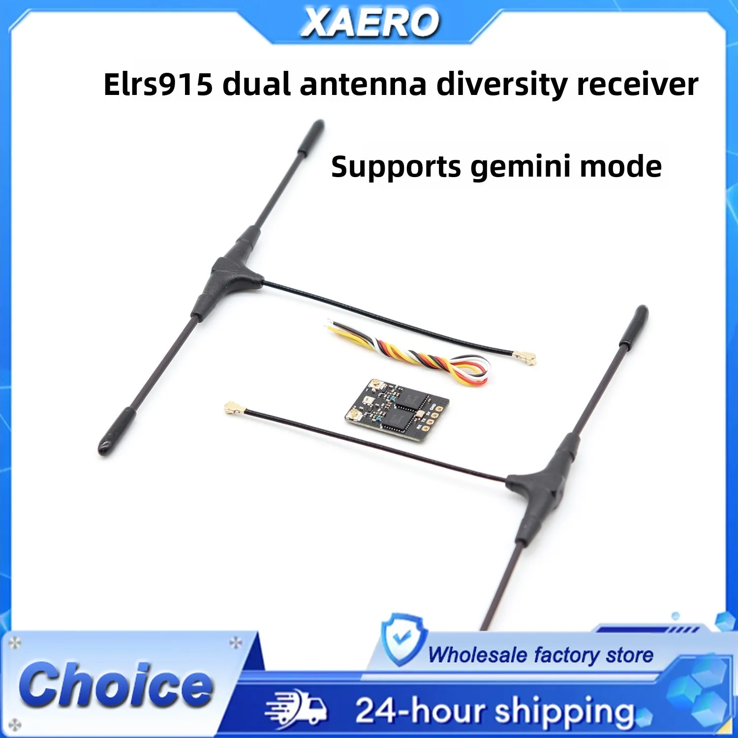 ELRS 915MHz Diversity Receiver with SUPER-D Mode - Dual Antenna Gemini for Ultimate FPV Range & Link Stability, Long Range RX
