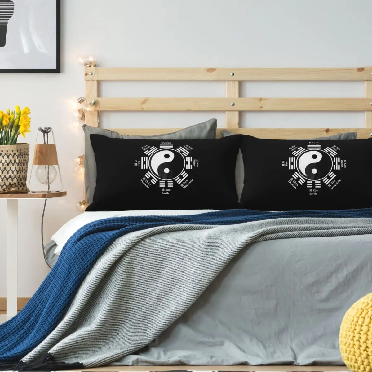Yin Yang Symbol Tai Chi Bagua Feng Shui Rectangle Linen Pillowcase Cushion Cover Bedroom Home Comfort Throw Pillow