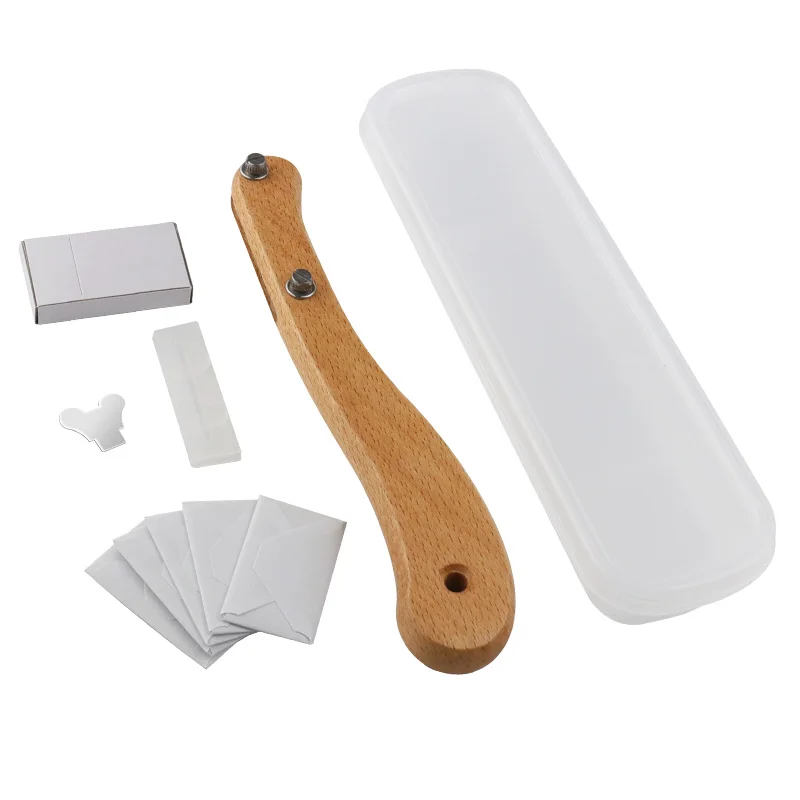 Curved Bow Knife Tool Bread Knife Cut French Toast Knife 5 Blade Wooden Handle Bakery Tool + Box packaging