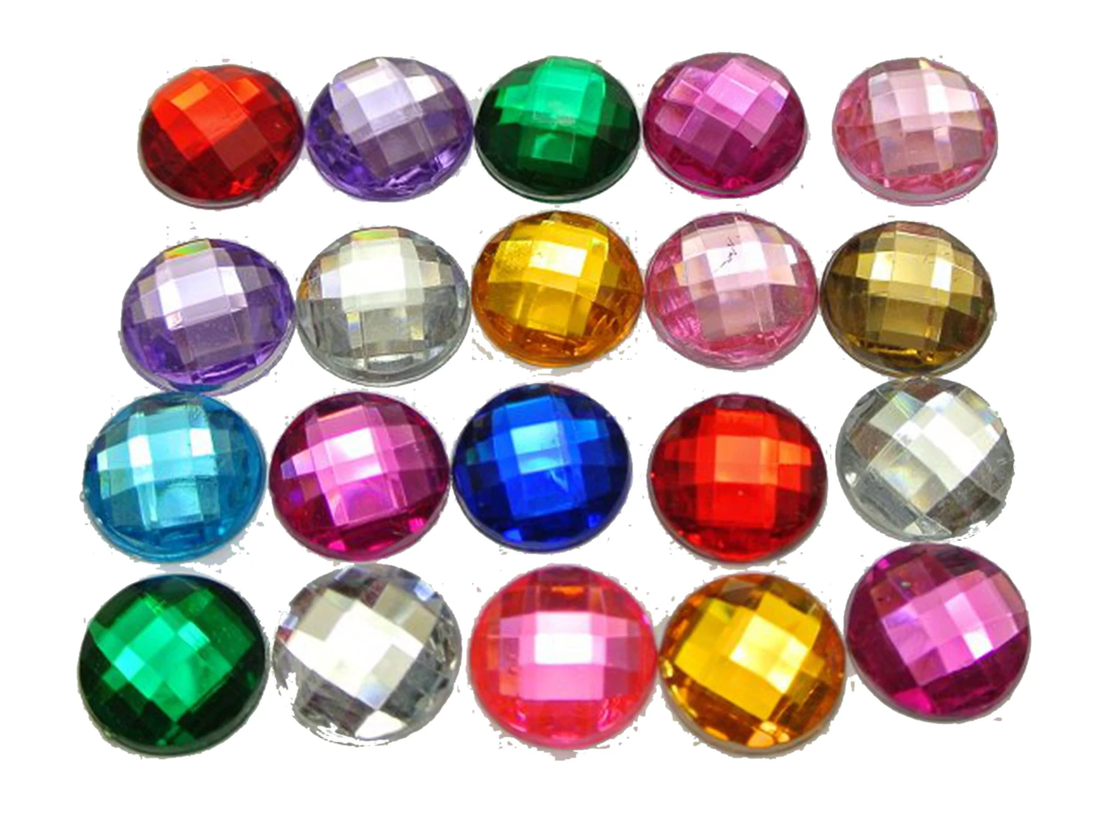 

200 Acrylic Flatback Rhinestone Faceted Round Gems 12mm No Hole Colour Choice