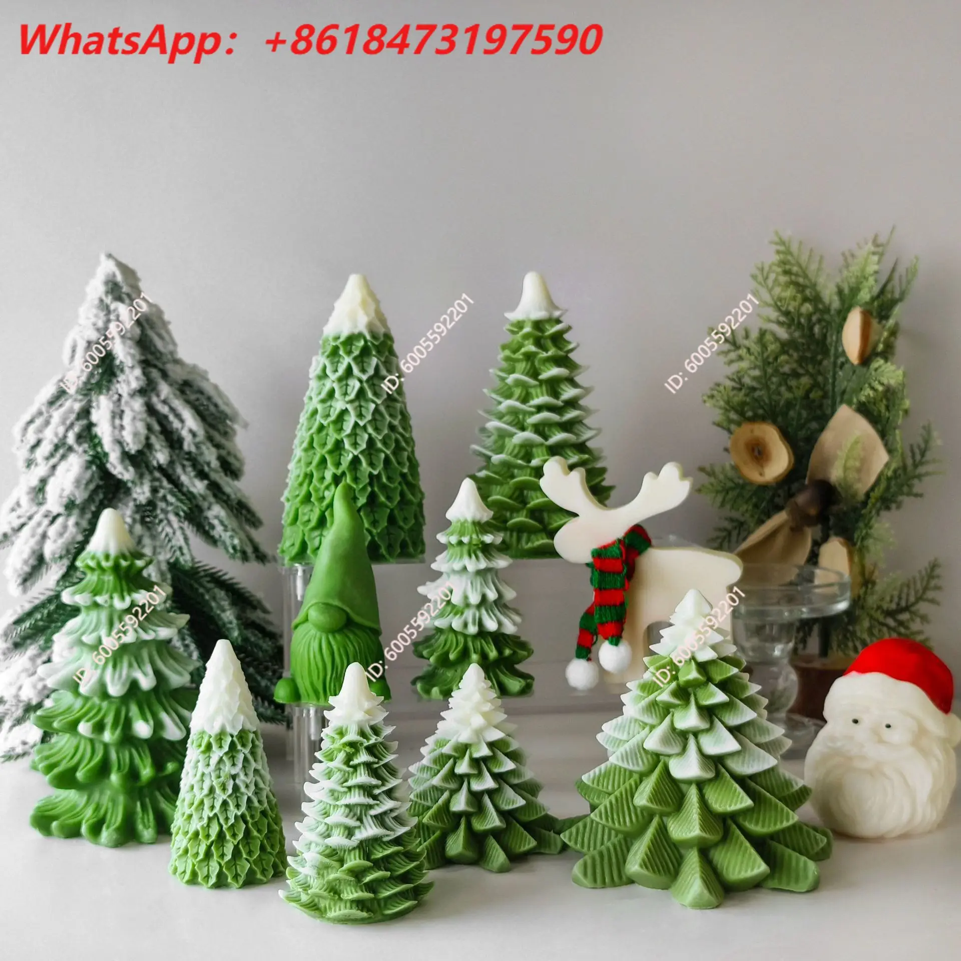 10pcs Christmas Christmas tree scented candle mold, creative DIY Christmas tree cake decoration ornament silicone mold