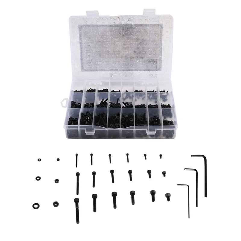 ABRE-1080-Piece M2 M3 Parafusos, porcas e arruelas de cabeça sextavada para montagem