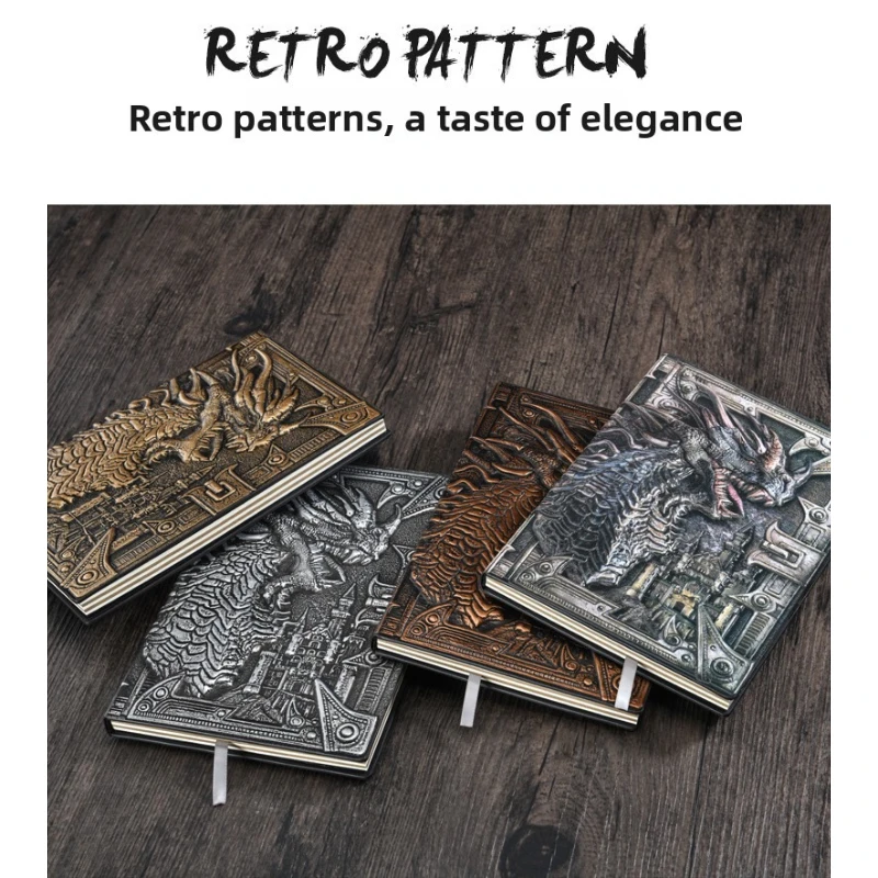 A5 Embossed Dragon PU Leather Notebook Vintage Fantasy Journal for Writing Diary Gift