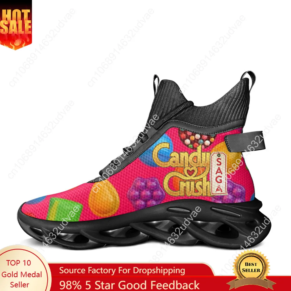 

Candy Crush Saga High Top Flats Sneakers Mens Womens Sports Running Shoes High Quality Sneaker Lace Up Mesh Footwear Custom Shoe