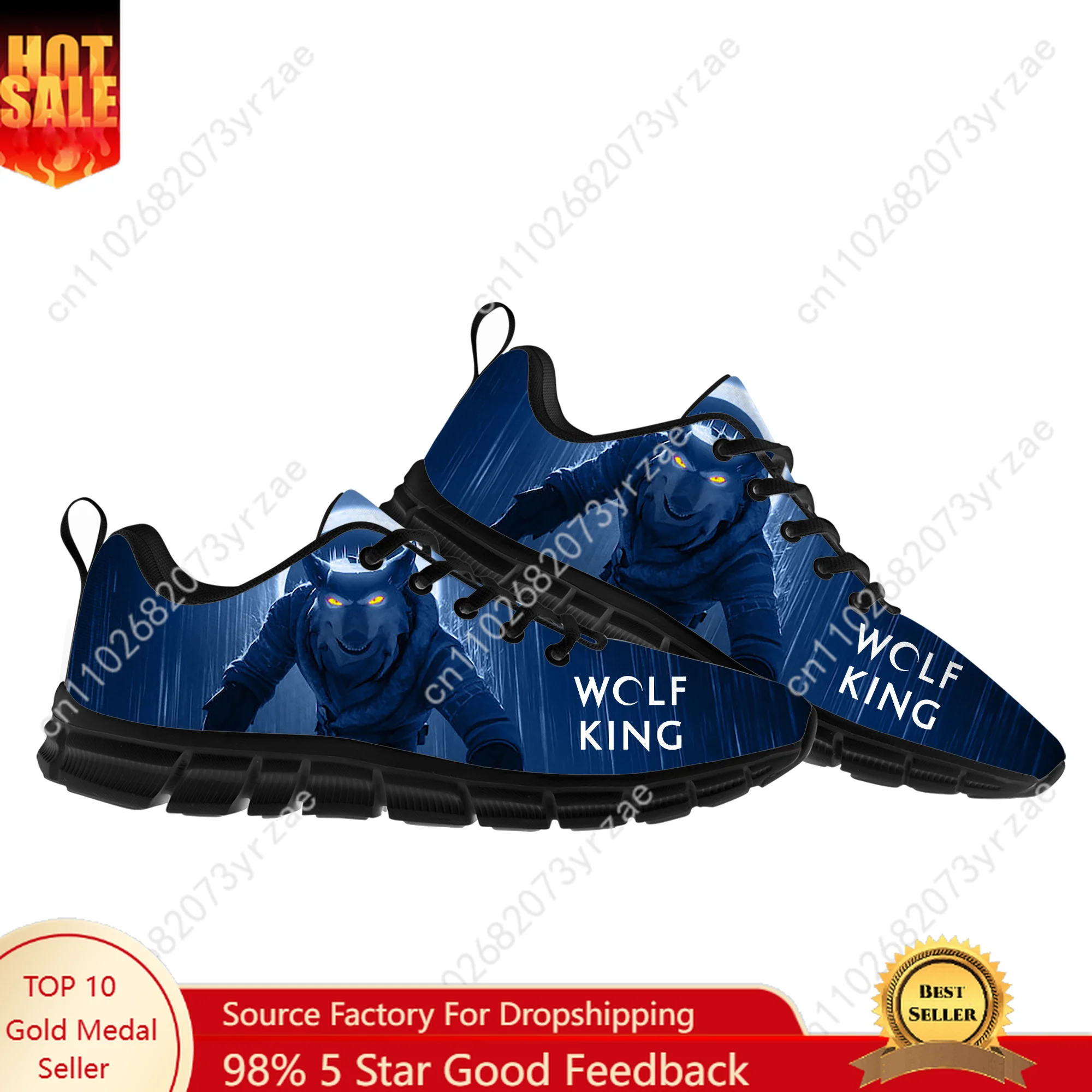 

Wolf King, сетчатая спортивная обувь на шнуровке, повседневные кроссовки на плоской подошве, мужские и женские высококачественные персонализированные модные кроссовки на заказ Footwes