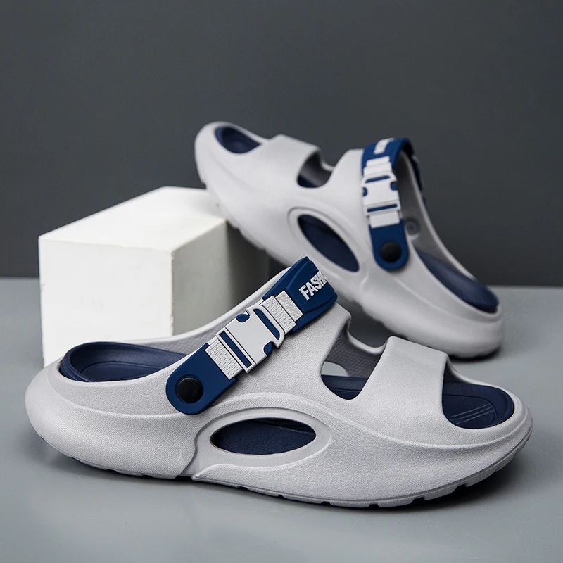 

Лето 202, мужские уличные сандалии, тапочки, пляжные удобные толстые мягкие сабо, мужская повседневная обувь для водного сада, мужские пляжные сандалии