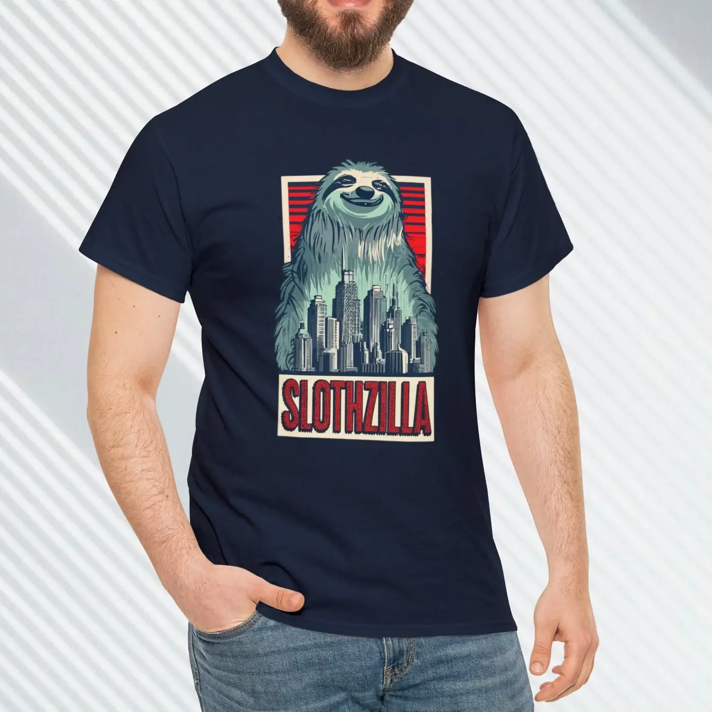 Slothzilla city destroying sloth Heavy Cotton T Shirt