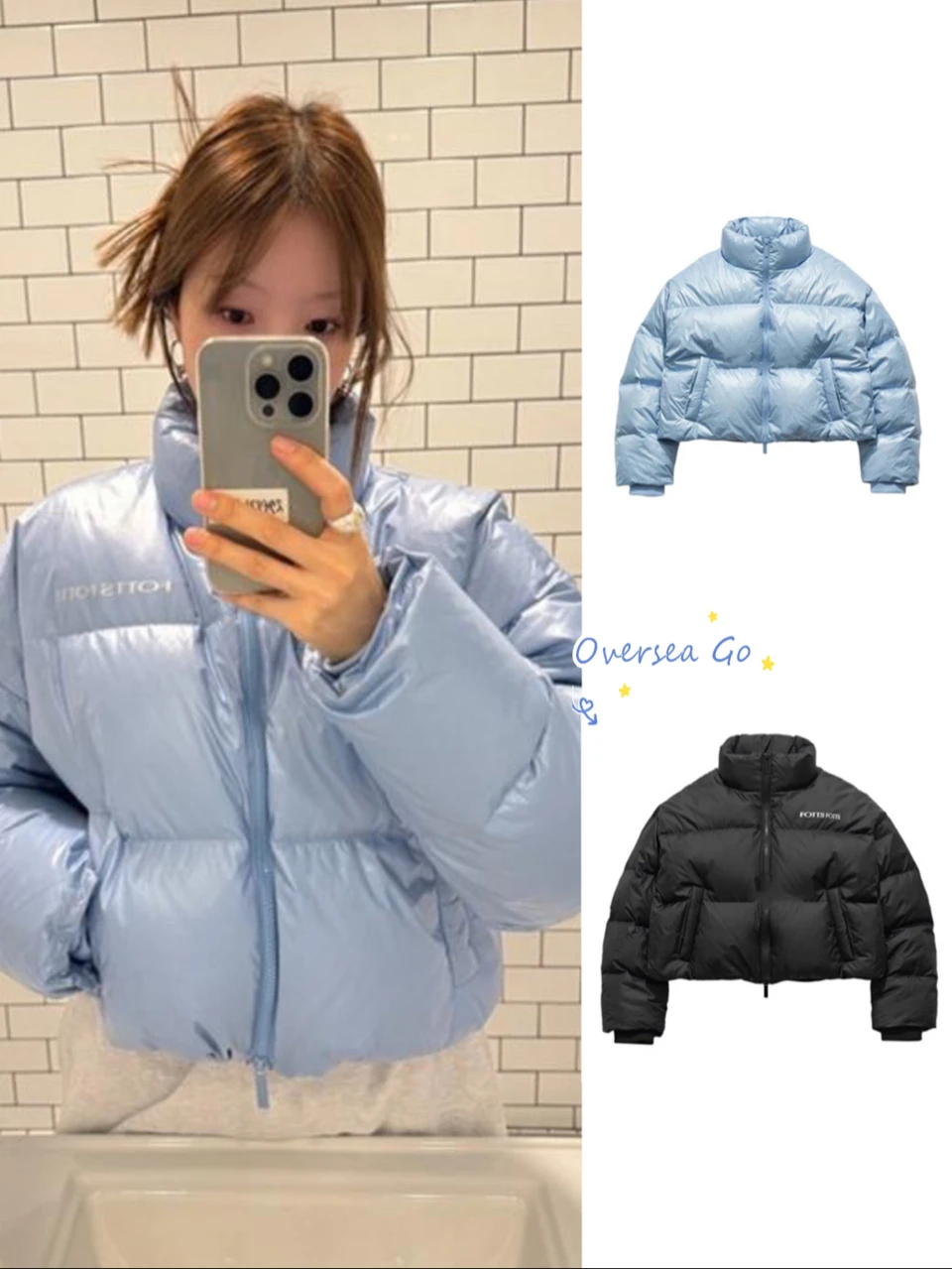 

FOTTS 2024 Korean Sle ort Puffer Jaet Women's Warm Stand Collar Coat Faionable All-Match Lightweight Du down Outerwear