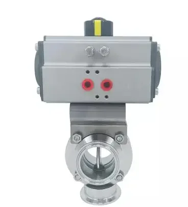 SS304 SS316L Stainless Steel Air to Air Pneumatic Actuator Tri Clamp TC Hygienic Sanitary Butterfly Valve for Milk Alcohol Beer