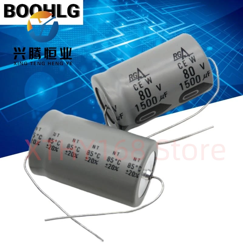 2 peças 1500uf 80v capacitor eletrolítico filtrado de polaridade axial 80v 1500uf 25x43mm