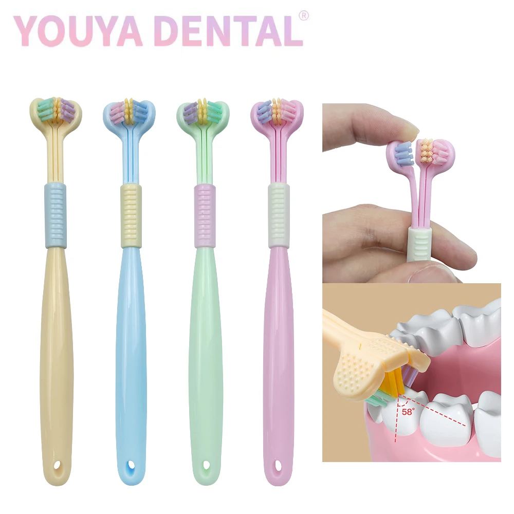 Brosse à dents 3D en forme de U à poils souples pour enfants, 3 côtés, résistant à 360, livres oraux profonds, soins des dents pour garçons et filles, 2 pièces