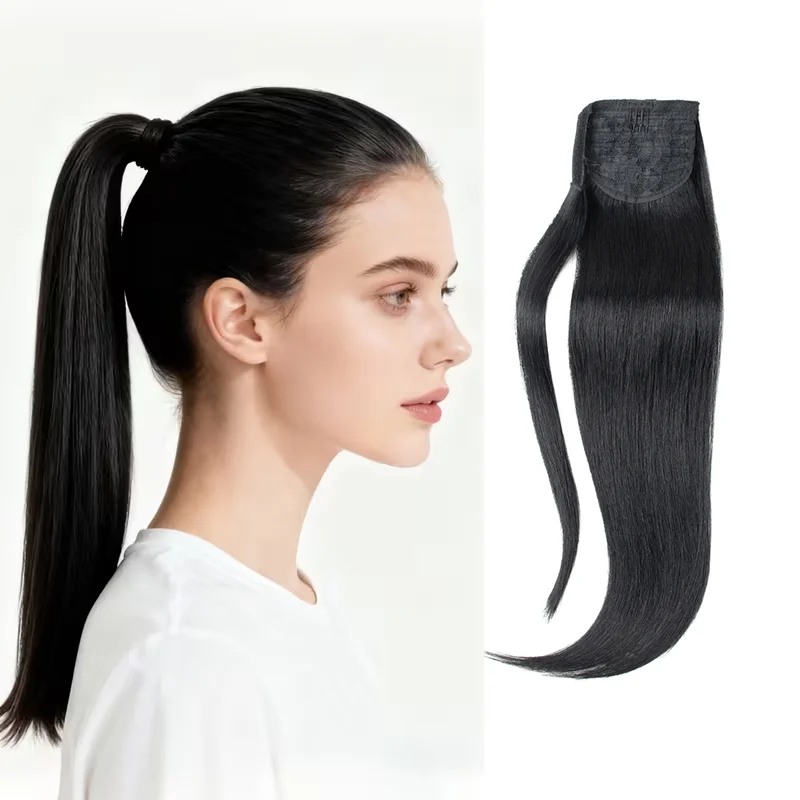 Straight Ponytail Hair Extension Clip-In Long Hair Wrap with Magic Drawstring Versatile for All Women Suitable for Daily Use