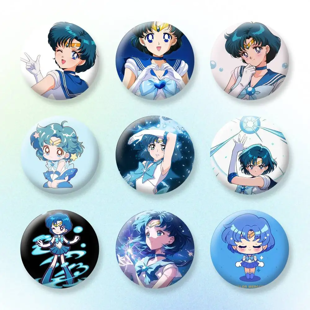 

Ami Mizuno Sailor Mercury Badges Creative Tinplate Button PinsBrooch Badge Clothes Backpack