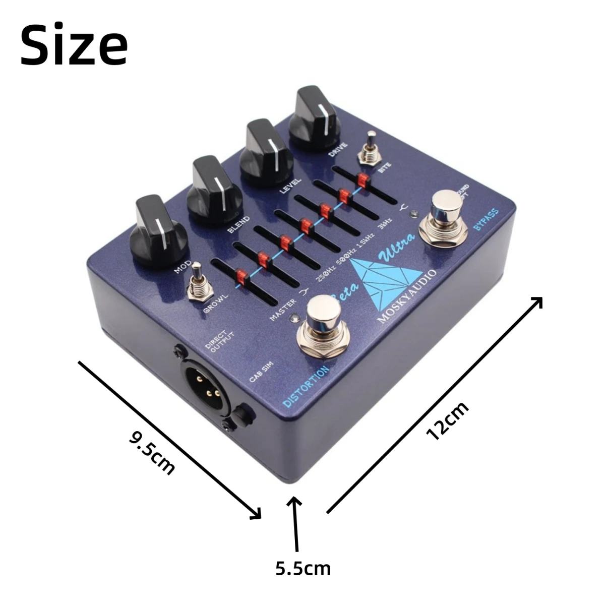 Mosky Beta Ultra Instrument Distortion Equalizer, DI Device 6-Band EQ / XLR Out Cabinet Simulation for Electric Bass Preamp